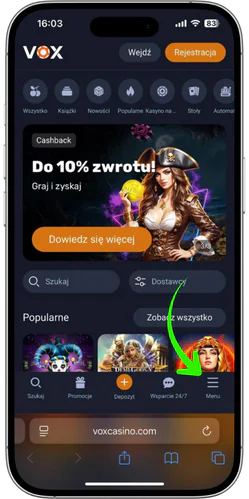 Vox Casino instrukcja instalacji iOS